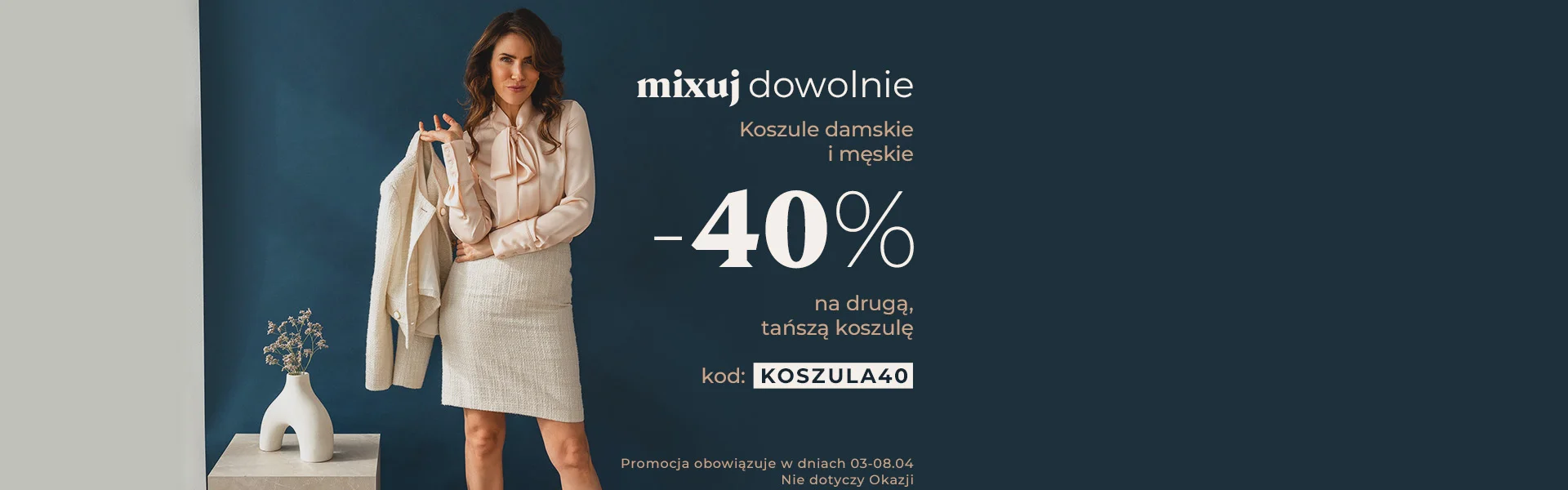 Koszule damskie i męskie -40% na co drugą, tańszą koszulę | miksuj dowolnie kod: KOSZULA40 Promocja nie dotyczy Okazji