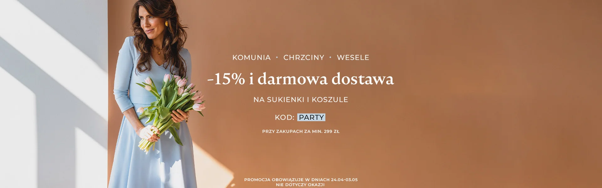 -15% i darmowa dostawa na sukienki i koszule kod: PARTY przy zakupach za min. 299 zł