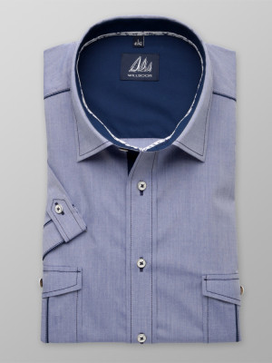 Niebieska taliowana koszula z pagonami