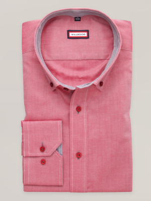 Różowa taliowana koszula z kontrastami
