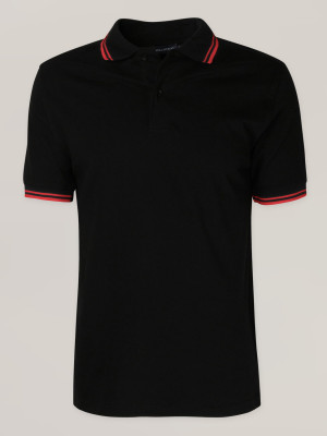 Czarna koszulka polo z czerwonymi kontrastami