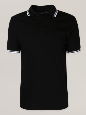 Czarna koszulka polo z białymi kontrastami