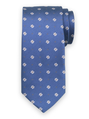 Niebieski krawat w białe kwiaty