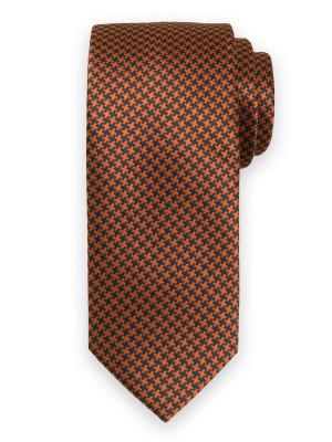 Krawat w pomarańczowo-czarną kurzą stopkę