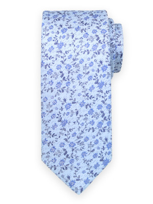 Błękitny krawat w granatowe kwiaty