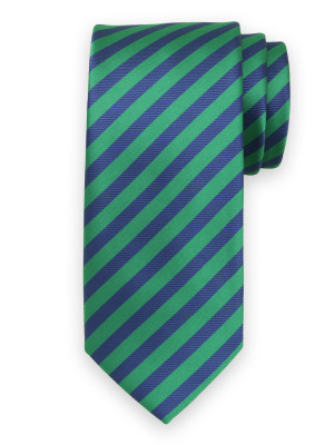 Krawat w granatowe i zielone pasy