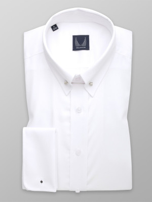 Biała taliowana koszula pin-collar