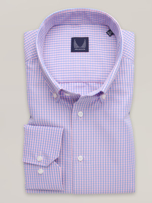 Klasyczna koszula w różowo-niebieską kratkę