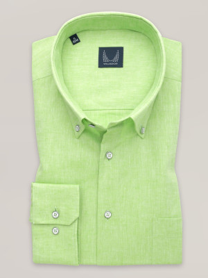 Zielona klasyczna koszula z dodatkiem lnu