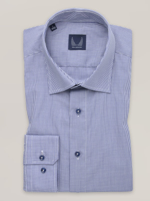 Granatowa klasyczna koszula w kratkę