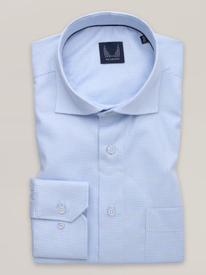 Jasnobłękitna klasyczna koszula w pepitkę
