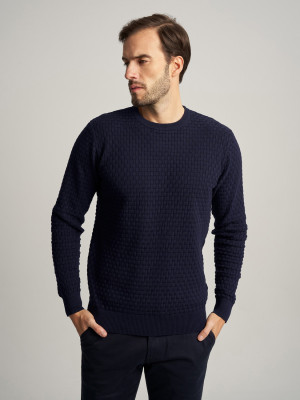 Granatowy sweter z okrągłym dekoltem