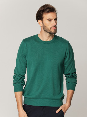 Zielony sweter z okrągłym dekoltem