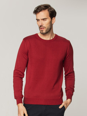 Bordowy sweter z okrągłym dekoltem