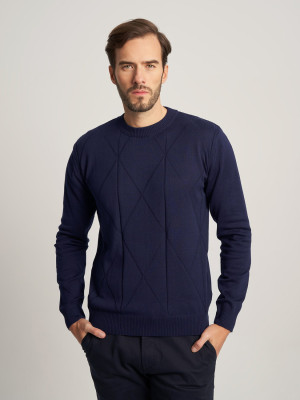 Granatowy sweter z okrągłym dekoltem
