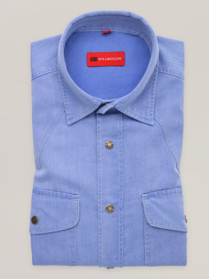 Niebieska taliowana koszula typu denim
