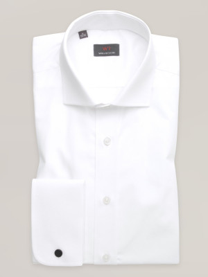 Biała taliowana koszula na spinki