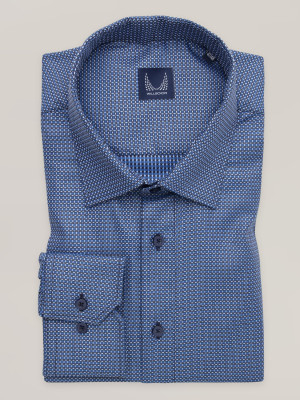 Niebieska klasyczna koszula w kracisty wzór