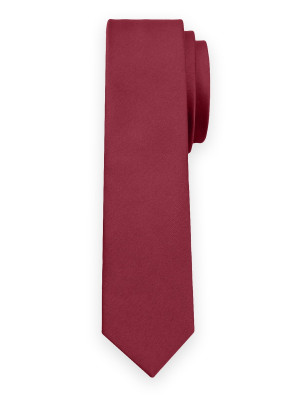 Wąski bordowy krawat o gładkiej fakturze