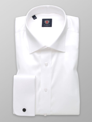 Biała taliowana koszula z mankietami na spinki