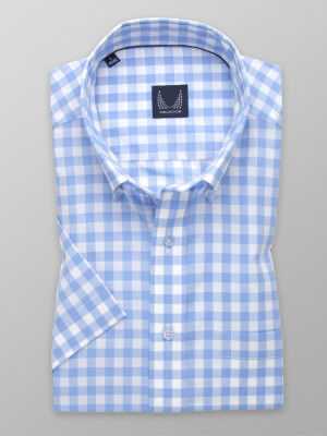 Taliowana koszula w błękitno-białą kratę