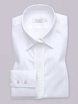 Biała bluzka typu long size z plisowaniem