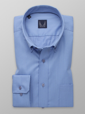 Niebieska taliowana koszula w kratkę