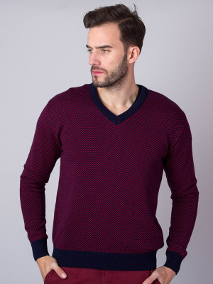 Granatowo-bordowy sweter