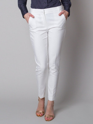 Białe klasyczne spodnie garniturowe typu Long Size