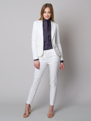Biały garnitur damski typu Long Size