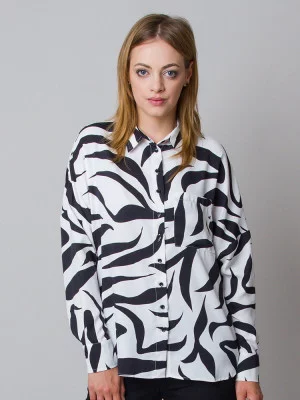 Biała bluzka oversize zebra