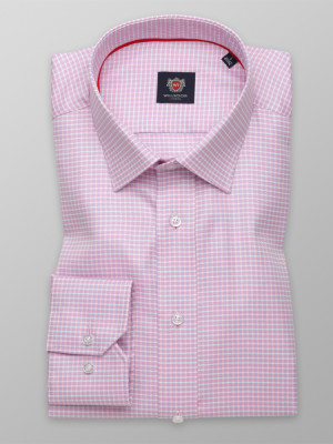Różowa taliowana koszula w kratkę