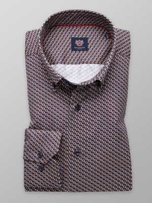 Granatowo-bordowa taliowana koszula