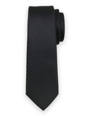 Wąski czarny krawat w drobny wzór