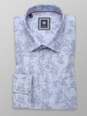 Błękitna klasyczna koszula w kwieciste wzory