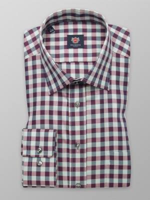 Fioletowo-szara klasyczna koszula w kratę