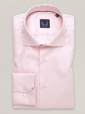 Różowa taliowana koszula w kratkę