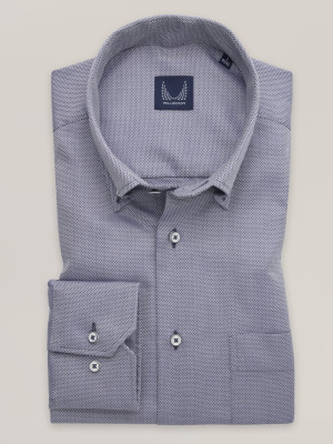 Granatowa klasyczna koszula w drobny wzór