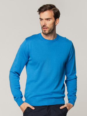 Niebieski sweter z okrągłym dekoltem