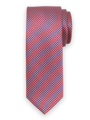 Wąski krawat w białą, granatową i czerwoną kratkę