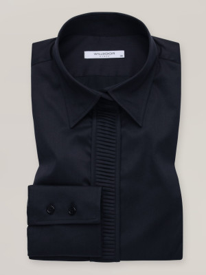 Czarna bluzka typu long size z plisowaniem