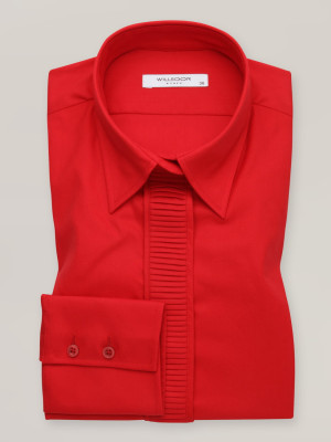 Czerwona bluzka typu long size z plisowaniem