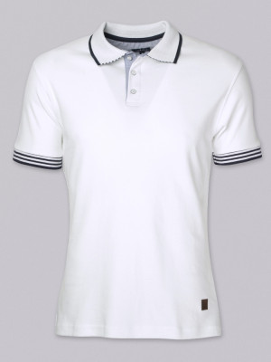 Klasyczna biała koszulka polo z kontrastami (rozmiary do 5XL)