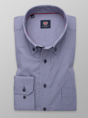 Granatowa klasyczna koszula w drobny wzór