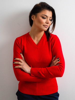 Czerwony sweter damski szpic