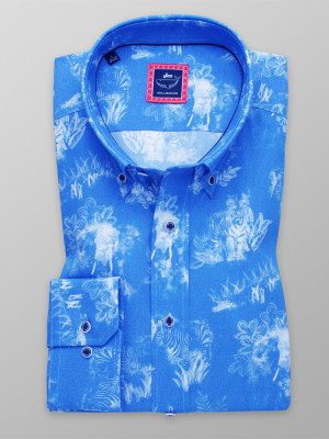 Niebieska taliowana koszula