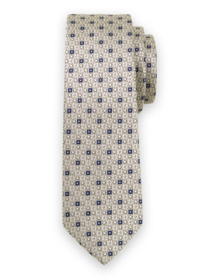 Wąski beżowy krawat w kontrasty
