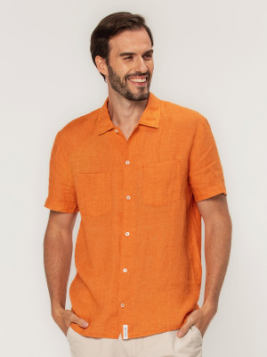 Pomarańczowa koszula lniana