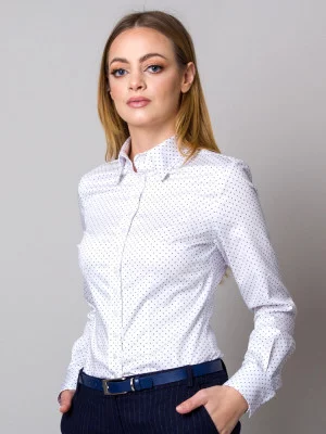Biała bluzka w kontrastowe kropki