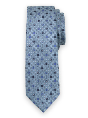 Wąski błękitny krawat w kontrasty